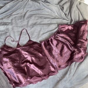 Elegant Satin Sleepwear Set in Pink